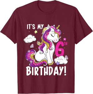 It's My 6th Birthday Unicorn T-Shirt - T-Shirt | Maroon