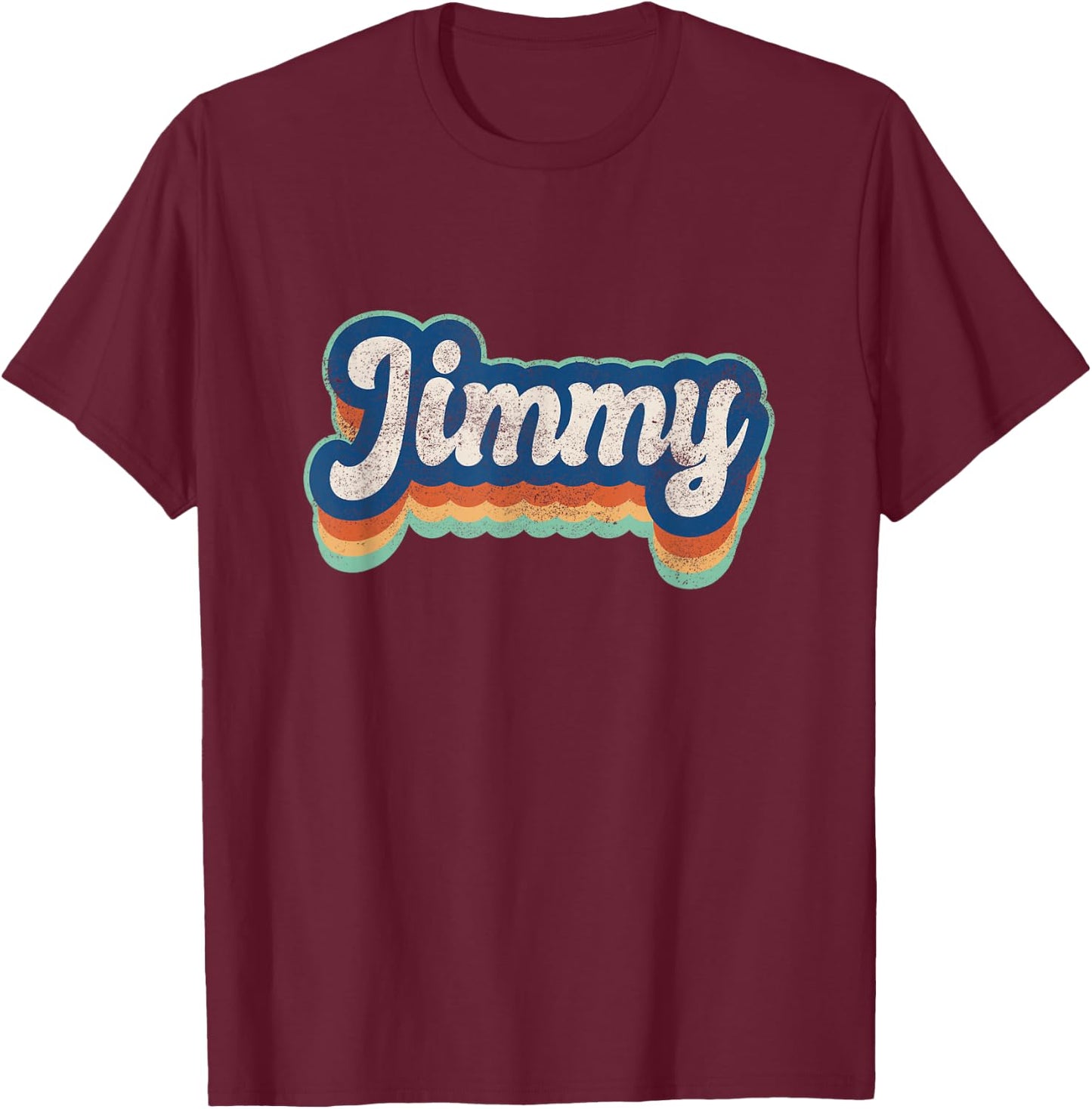 Jimmy First Name Boy Vintage Style 70s 80s Personalized T-Shirt - T-Shirt | Maroon