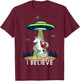 Santa Claus Riding Unicorn Alien space UFO Christmas Design T-Shirt - T-Shirt | Maroon