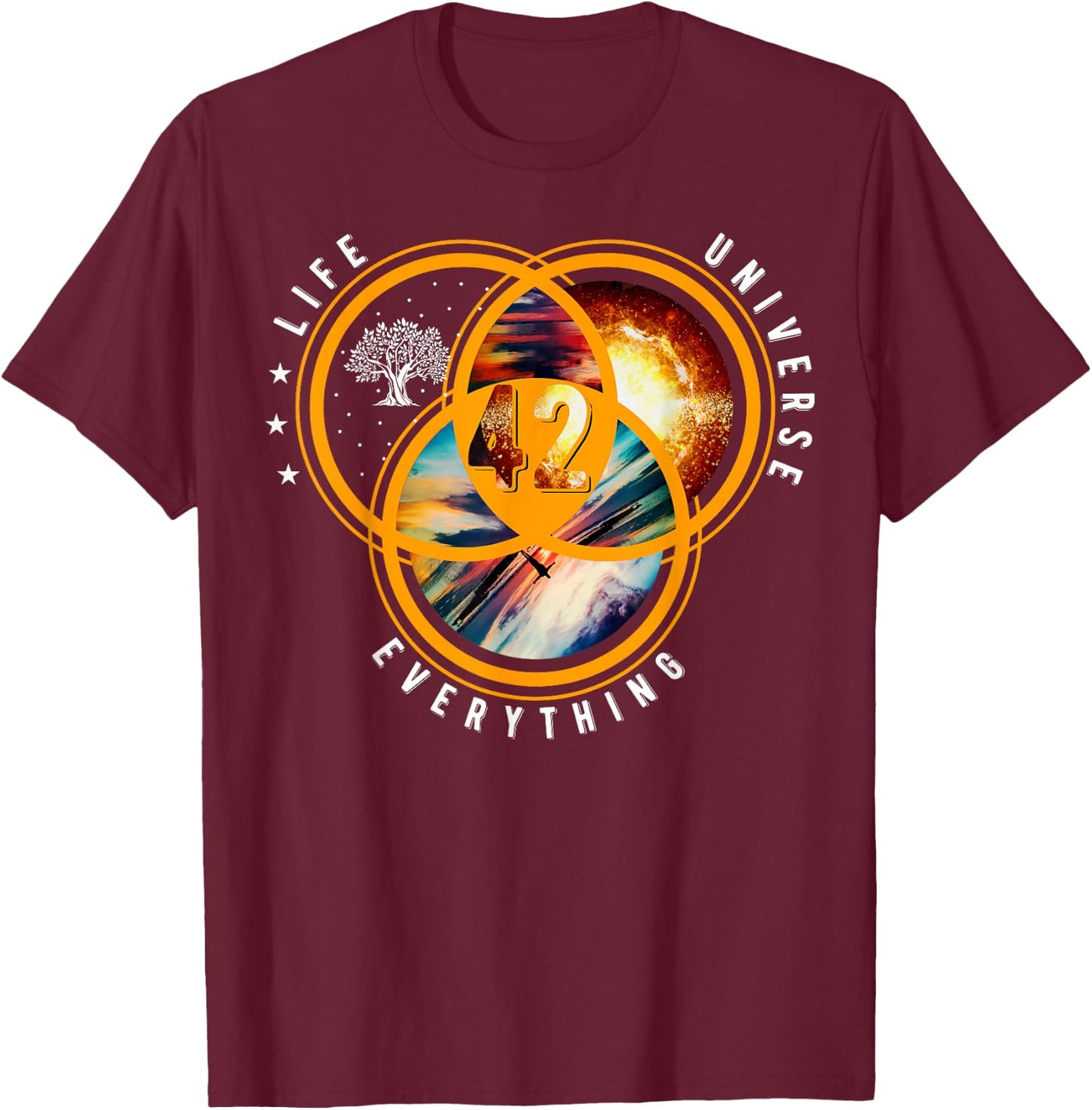 The answer to life universe and all solar system T-Shirt - T-Shirt | Maroon