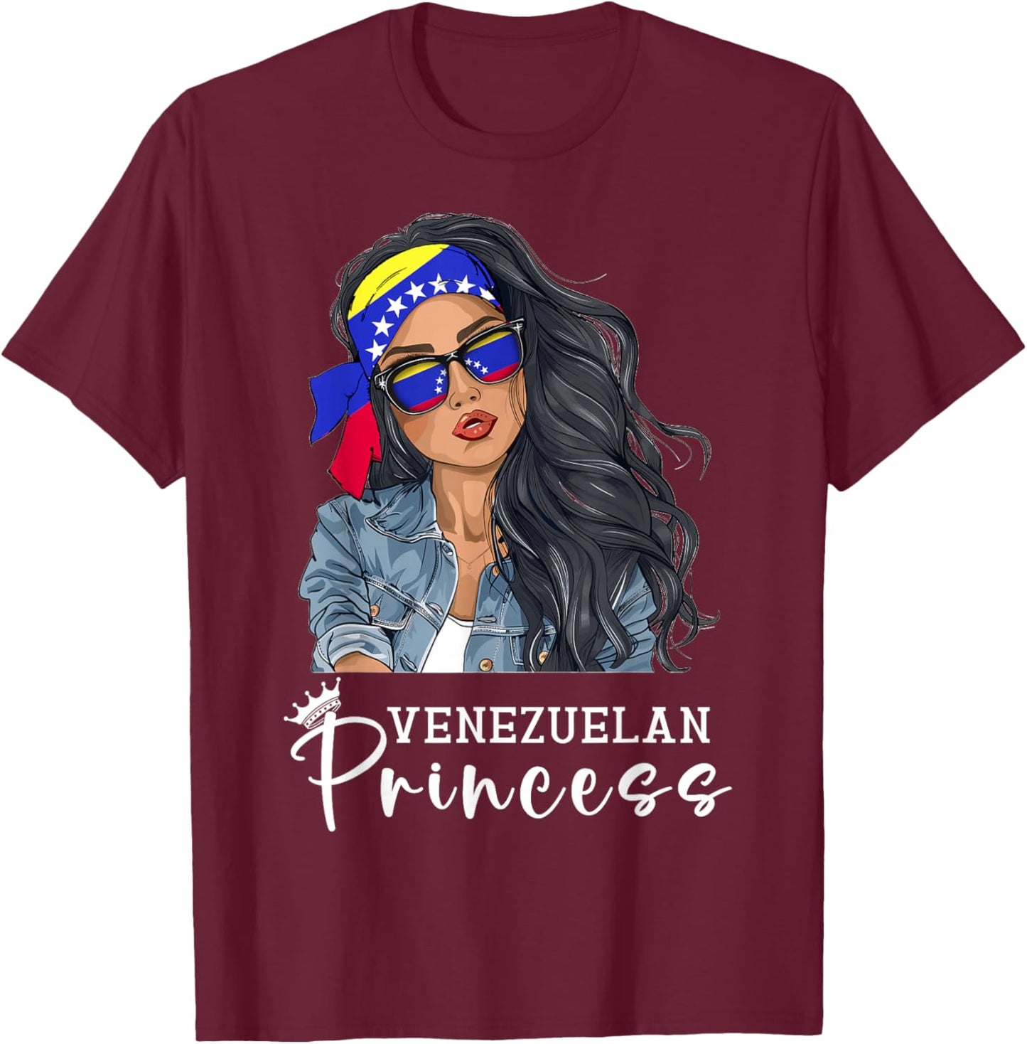 Venezuelana Woman Products Flag Uniform Princess Venezuela T-Shirt - T-Shirt | Maroon
