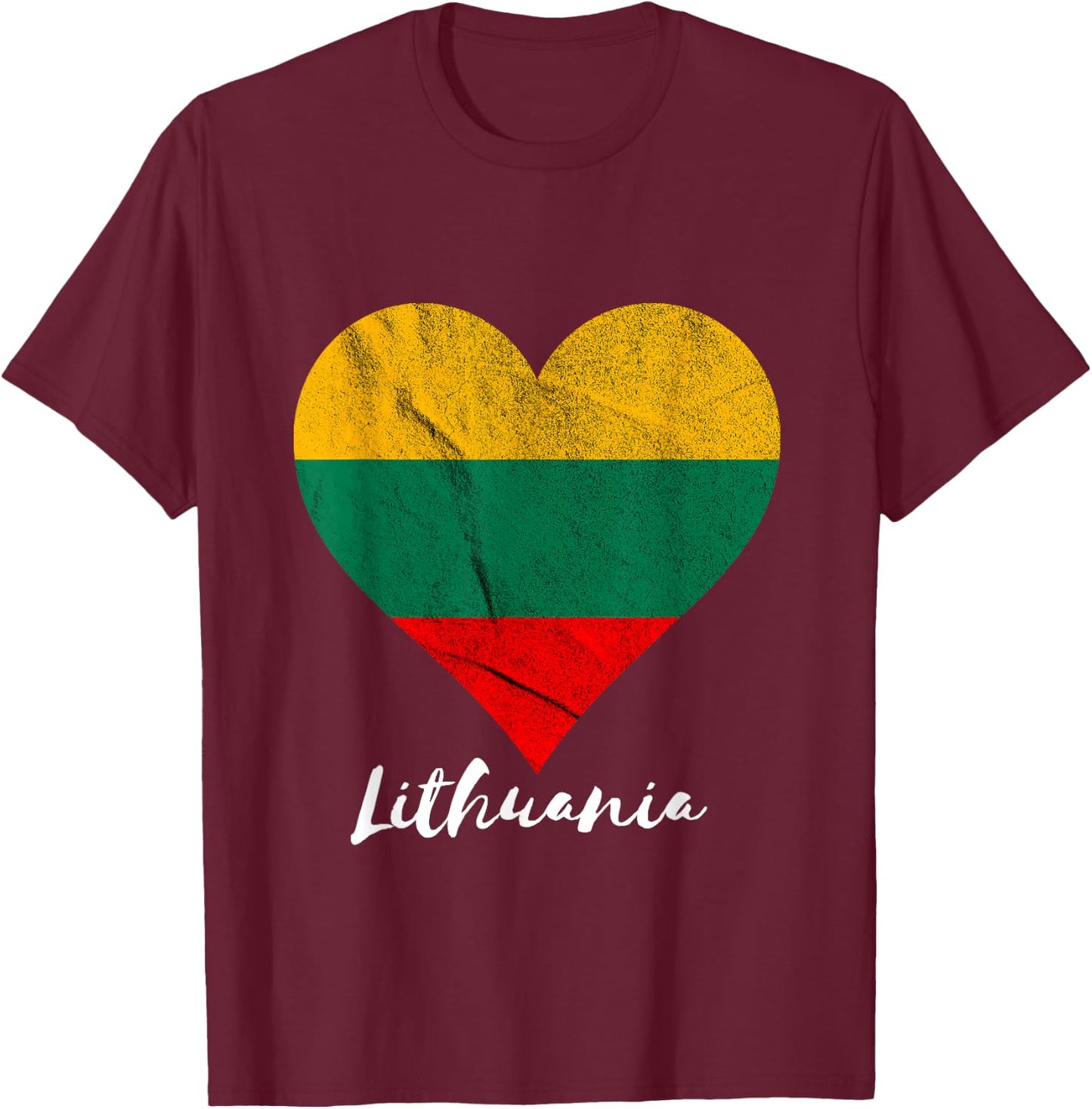 Lithuania Heart Lithuania Flag Lietuva Lietuvo T-Shirt - T-Shirt | Maroon