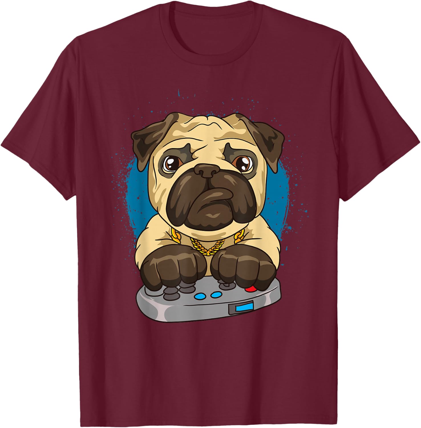 Pug Shirts For Boys Men Funny Pug Video Game Lover T-Shirt - T-Shirt | Maroon