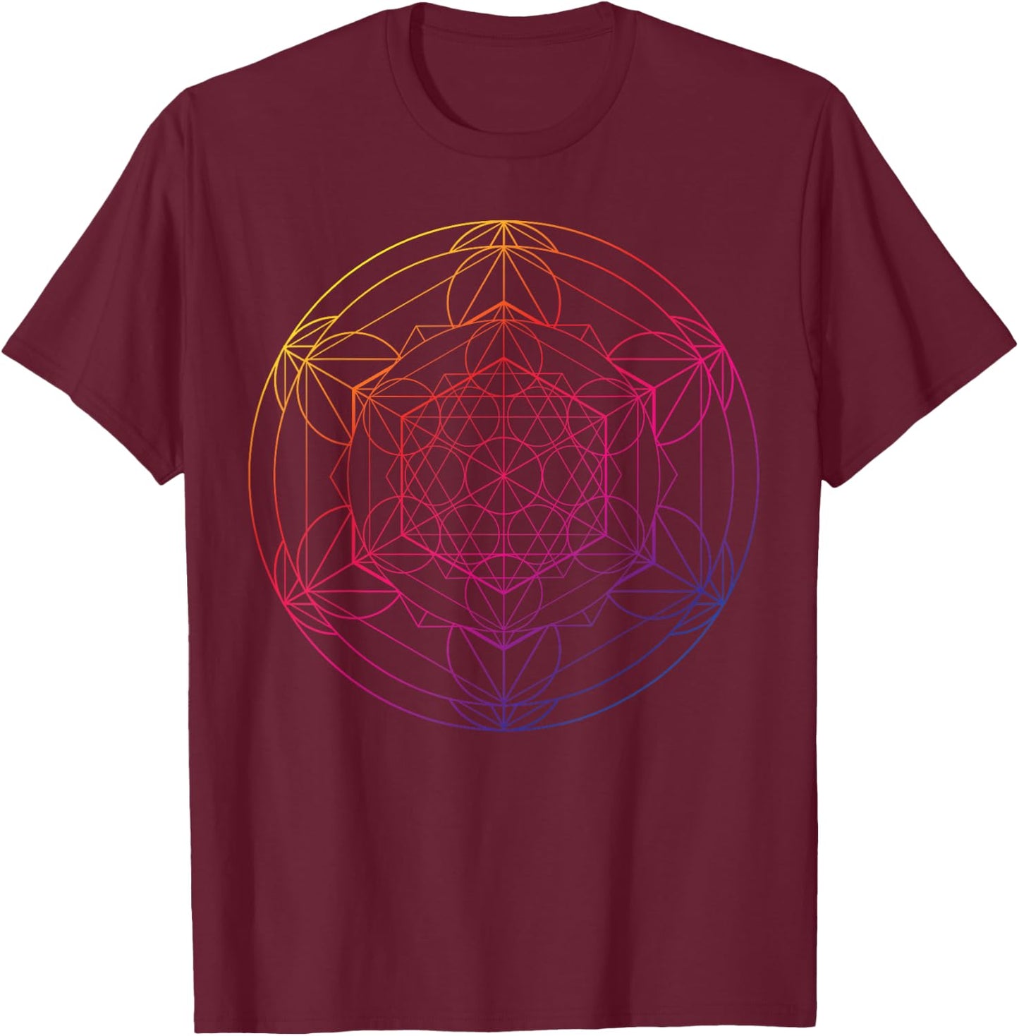 Sacred Geometry for a Spiritual Zen Gothic Mandala T-Shirt - T-Shirt | Maroon