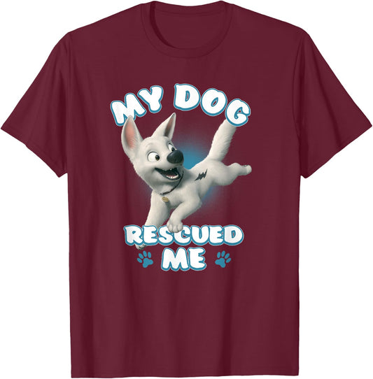 Disney Bolt My Dog Rescued Me Paw Prints T-Shirt - T-Shirt | Maroon