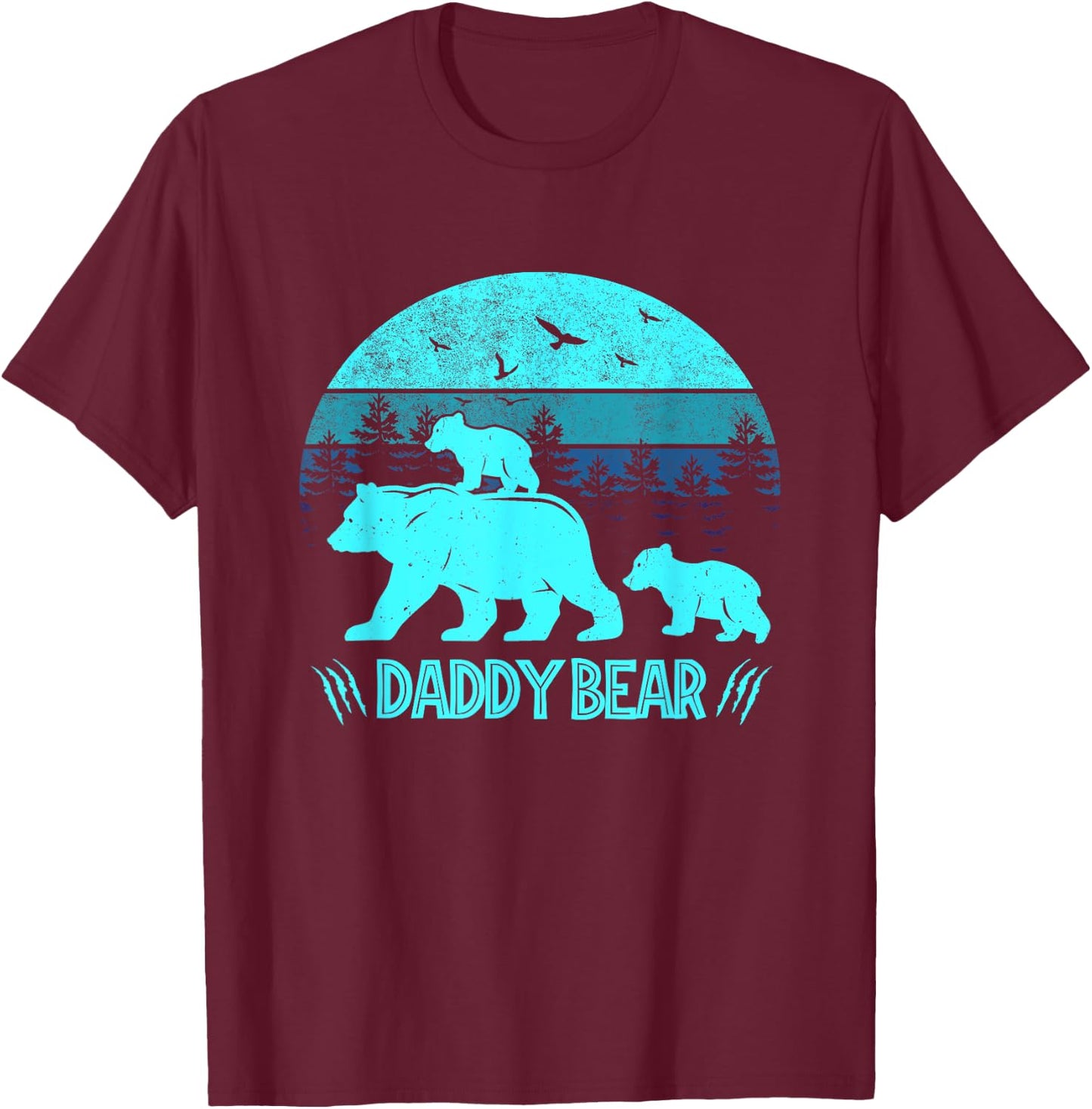 Daddy Bear 2 Cubs - Daddy Bear Twin - Dad 2 Kids T-Shirt - T-Shirt | Maroon