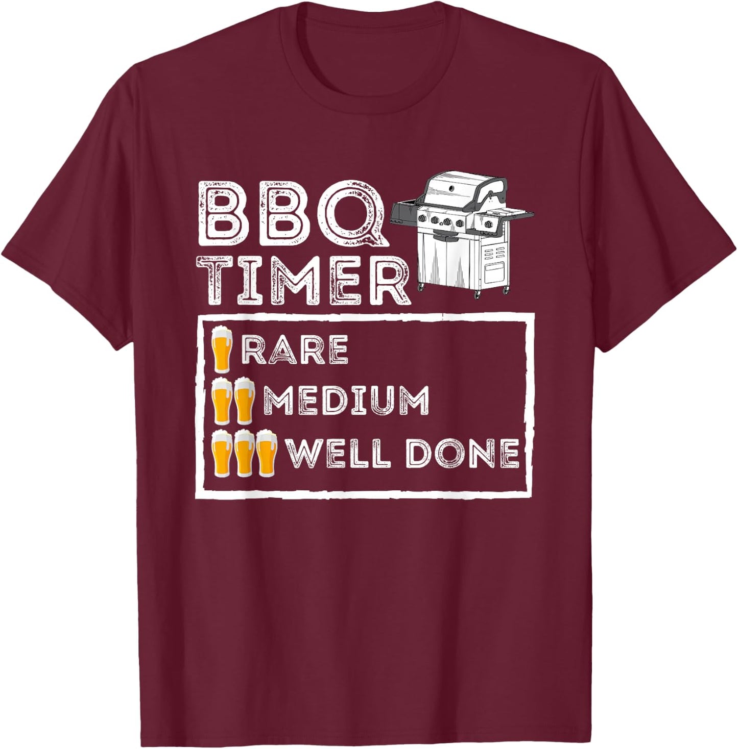 BBQ Timer - Funny BBQ Smoker Barbecue Grilling T-Shirt - T-Shirt | Maroon