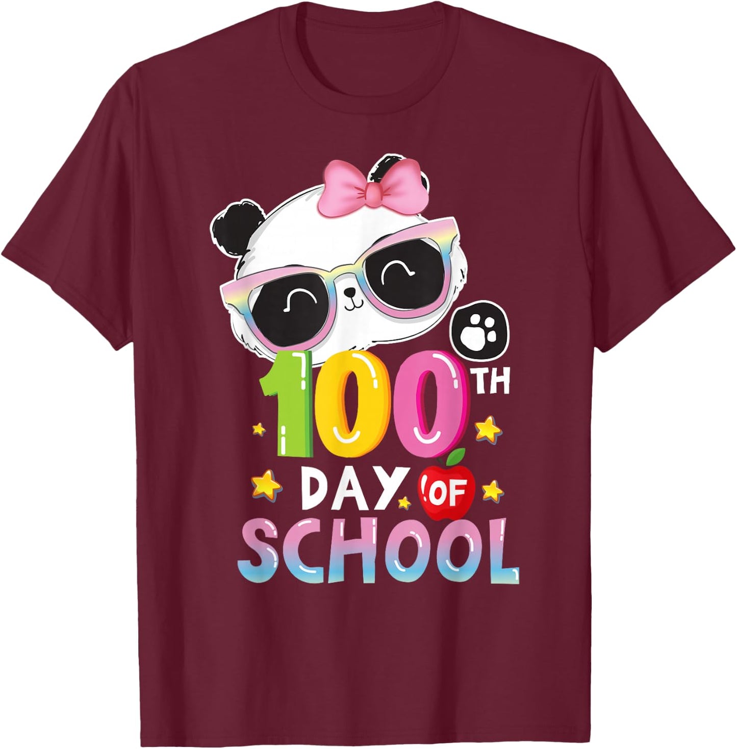 100th Day Of School Panda Virtual Learning Teacher Boy Girls T-Shirt - T-Shirt | Maroon