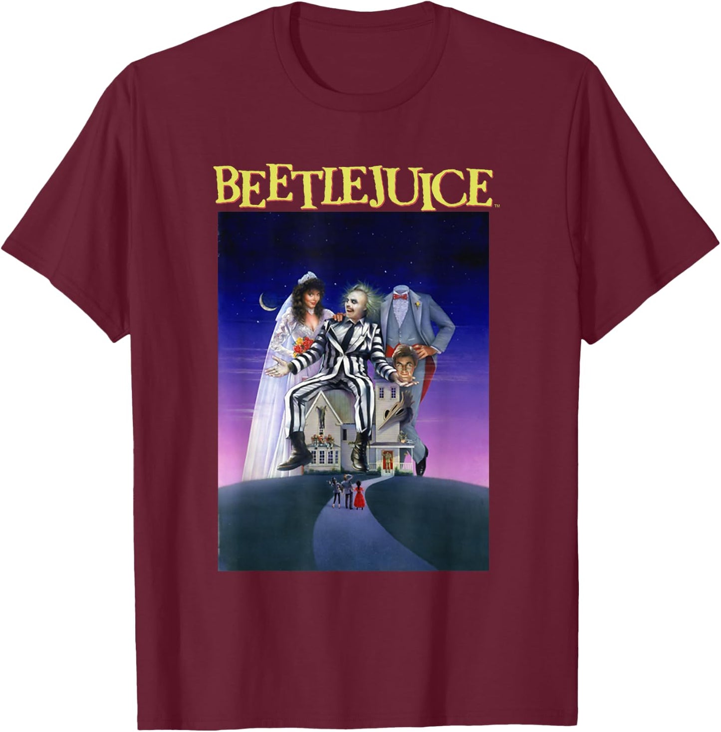 Beetlejuice Classic Vintage Ghost With The Most Movie Poster T-Shirt - T-Shirt | Maroon