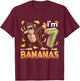 7 Year Old Monkey Birthday Safari Jungle Animal 7th B-day T-Shirt - T-Shirt | Maroon