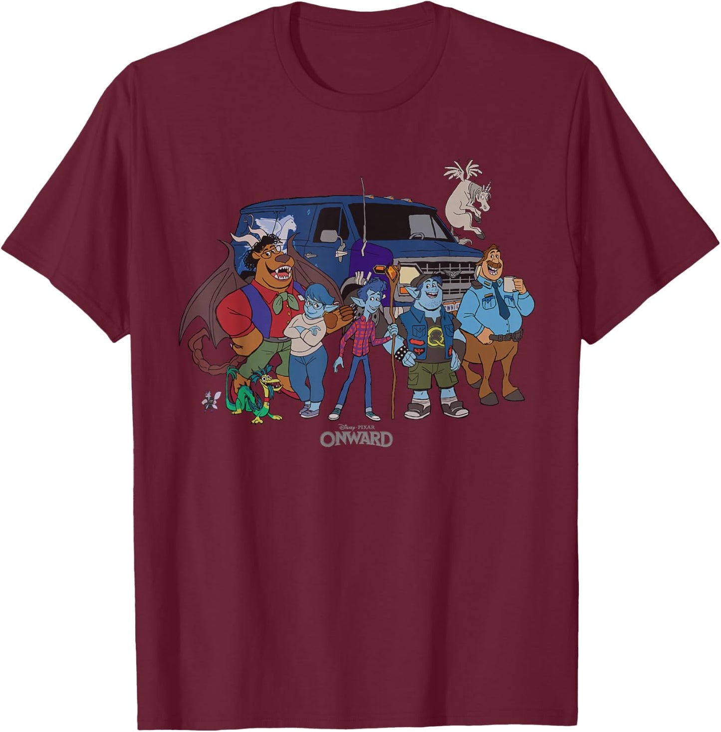 Disney Pixar Onward Group Snapshot T-Shirt - T-Shirt | Maroon