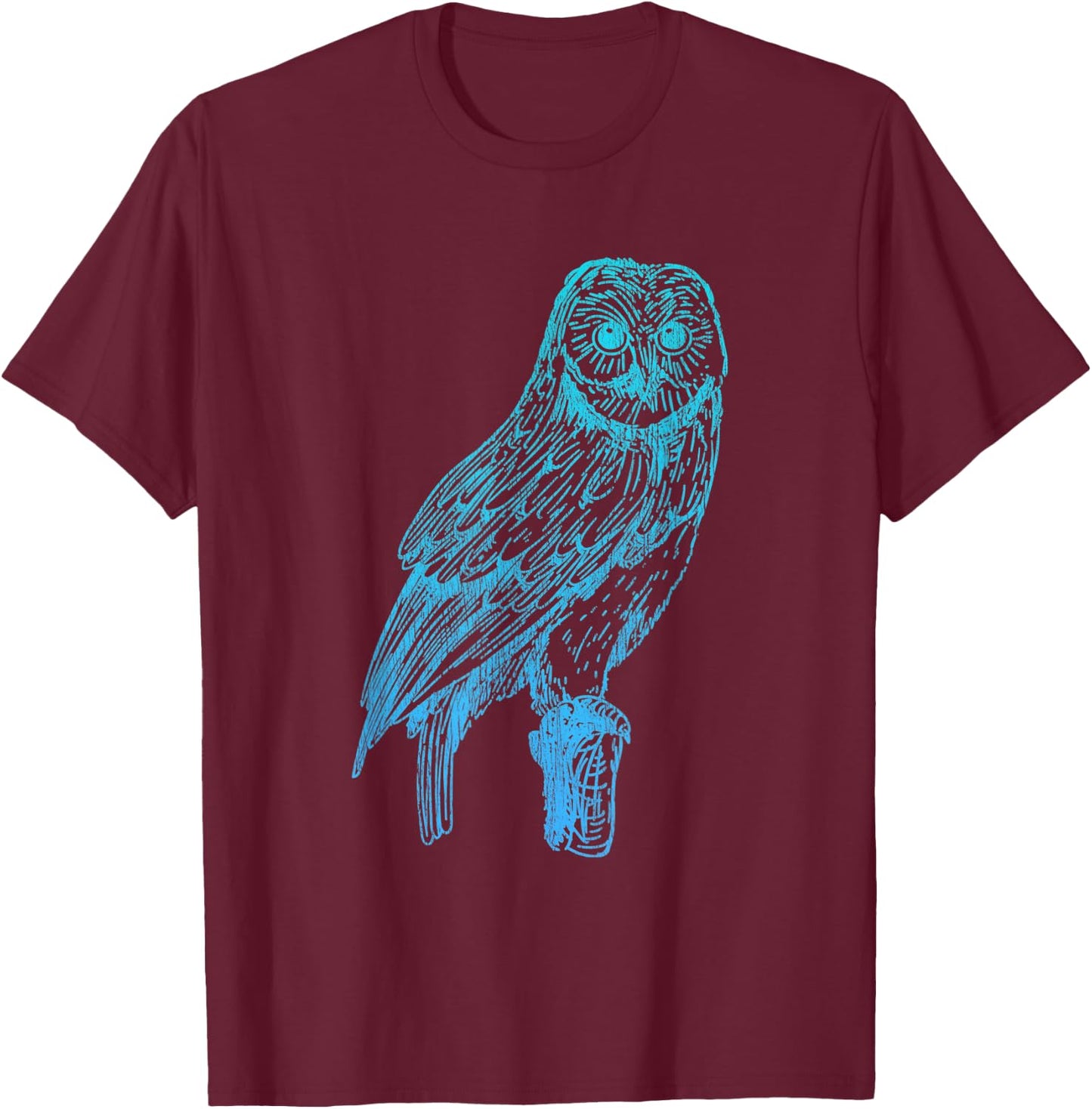 Wise Bird Forest Animal Owl T-Shirt - T-Shirt | Maroon