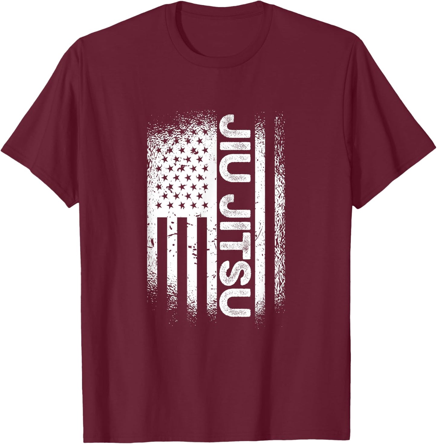Jiu Jitsu American Flag Brazillian Ju Jitsu Men Kids Gift T-Shirt - T-Shirt | Maroon