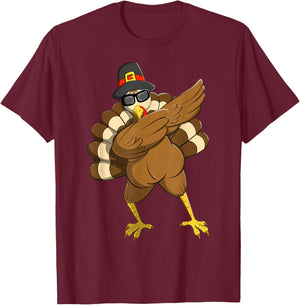Dabbing Turkey Dabbing Thanksgiving Turkey Thanksgiving Day T-Shirt - T-Shirt | Maroon