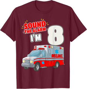 8th Birthday Medical Ambulance EMT 8 Years Old EMS Paramedic T-Shirt - T-Shirt | Maroon