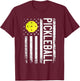 Pickleball Shirt American Flag Funny Pickleball Player Shirt Women Men T-Shirt - T-Shirt | Maroon