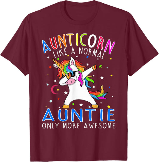 Aunticorn Like An Aunt Only Awesome Dabbing Unicorn T-Shirt - T-Shirt | Maroon