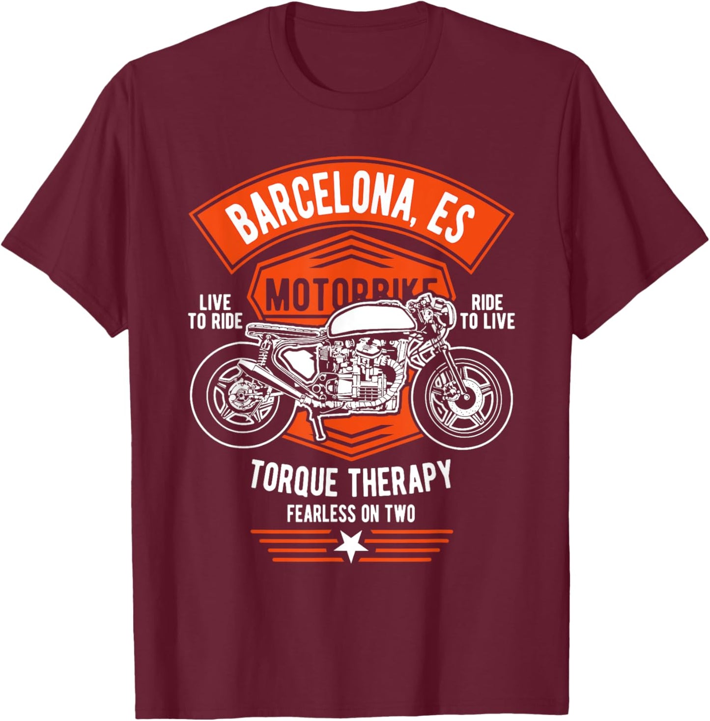 Barcelona ES España Spain Retro Motorcycle Design T-Shirt - T-Shirt | Maroon