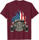 American Flag Vintage Hot Rod Veteran Memorial Day July 4 T-Shirt - T-Shirt | Maroon