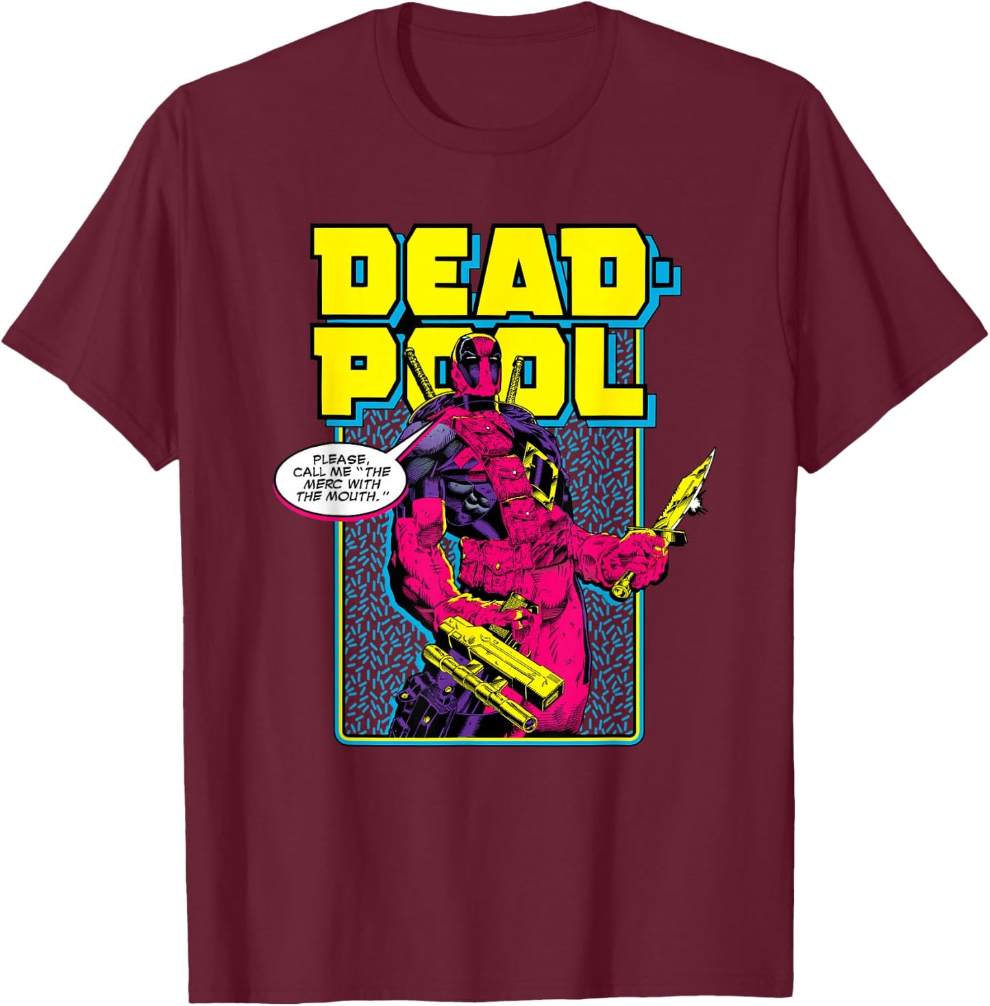 Marvel Deadpool Please Call me the Merc with the Mouth T-Shirt - T-Shirt | Maroon