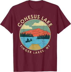 Finger Lakes NY New York Conesus Lake T-Shirt - T-Shirt | Maroon