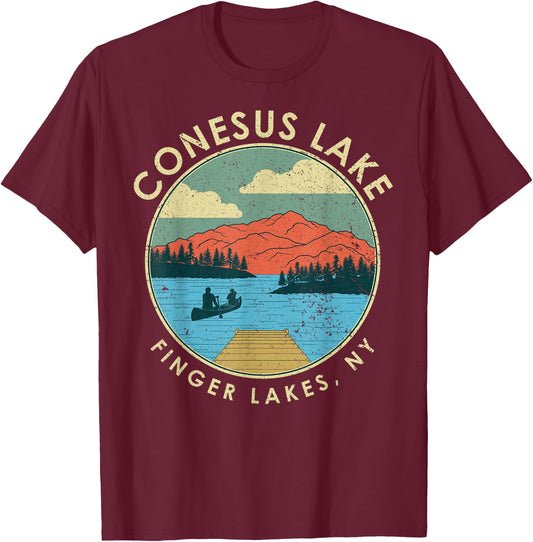 Finger Lakes NY New York Conesus Lake T-Shirt - T-Shirt | Maroon