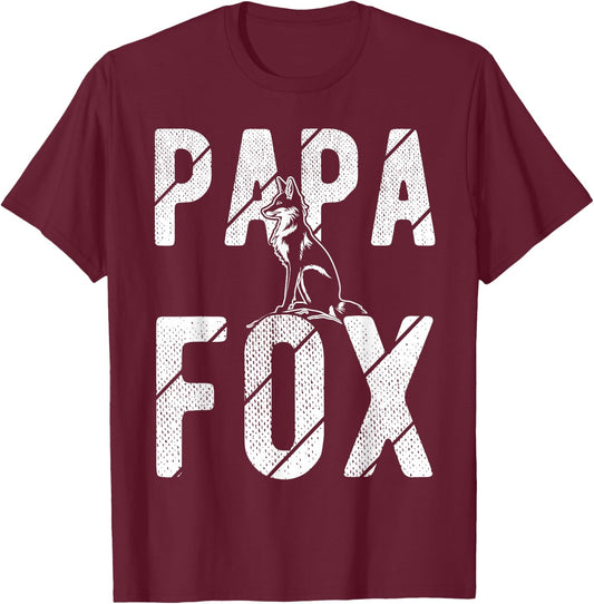 Papa Fox Vintage Retro Fox Forrest Fan Animal Lover Fuc T-Shirt - T-Shirt | Maroon