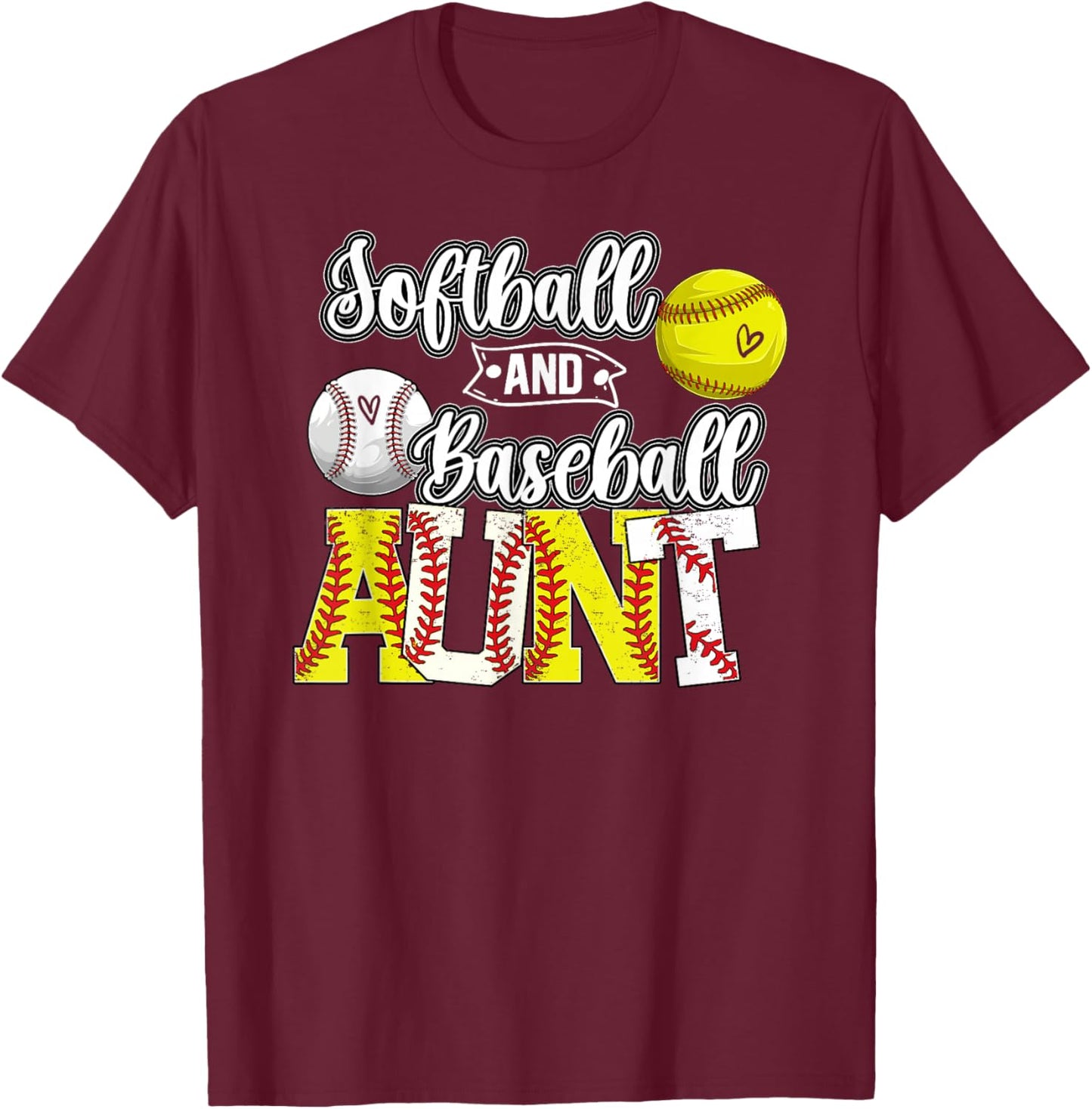 Softball And Baseball Aunt Proud Baseball Softball Aunt T-Shirt - T-Shirt | Maroon