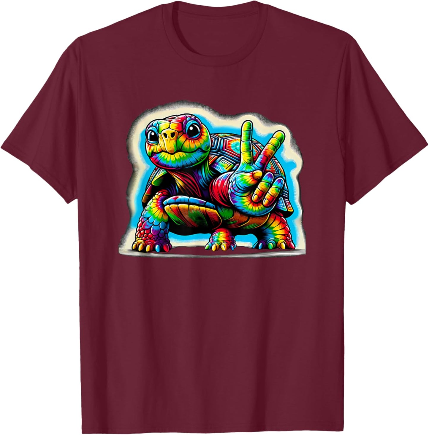 Peace Sign Tie Dye Tortoise T-Shirt - T-Shirt | Maroon