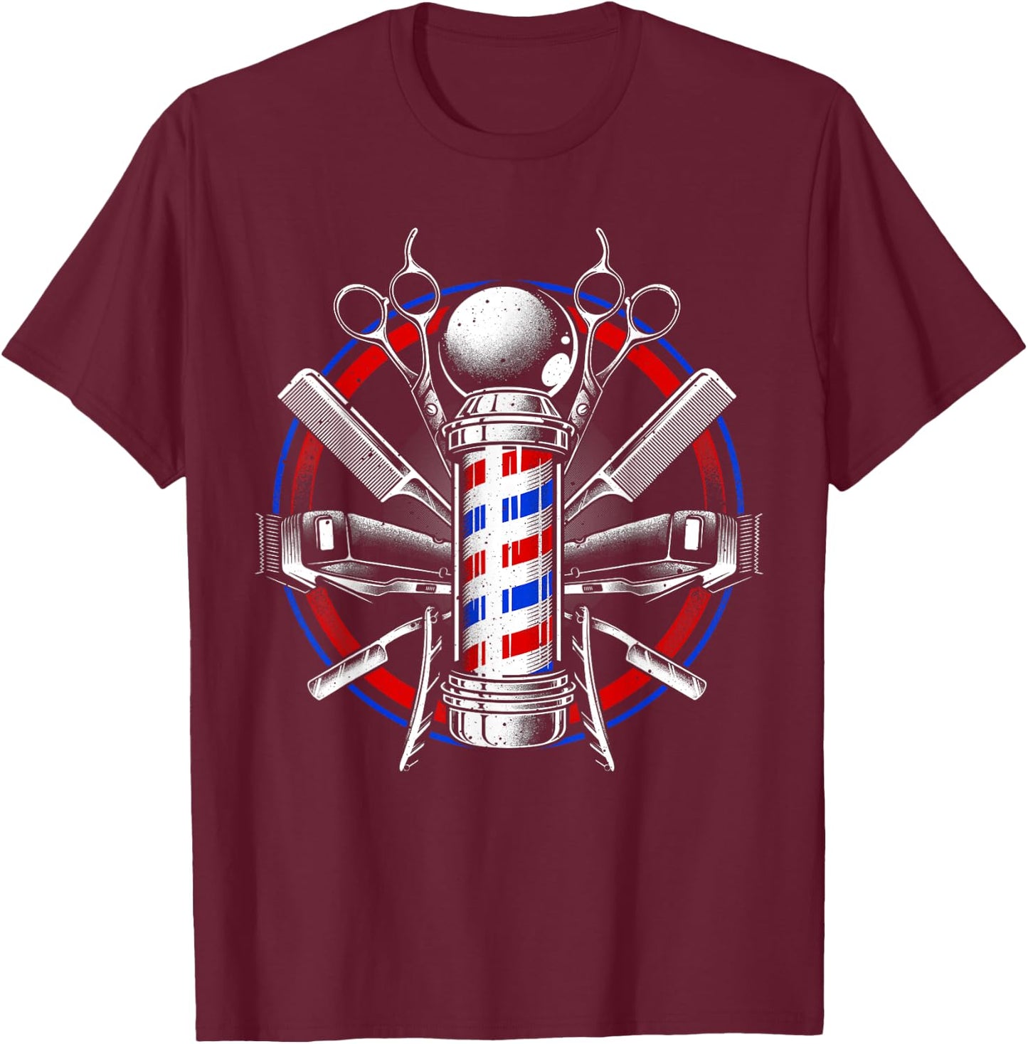 Funny Barber Gift Barbershop Pole Tools Hairstylist Small T-Shirt - T-Shirt | Maroon