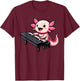 Axolotl Playing Piano Axolotls Musician Music T-Shirt - T-Shirt | Maroon