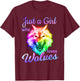 Just a Girl Who Loves wolves - Moon Wolf Shirt Girls Women T-Shirt - T-Shirt | Maroon