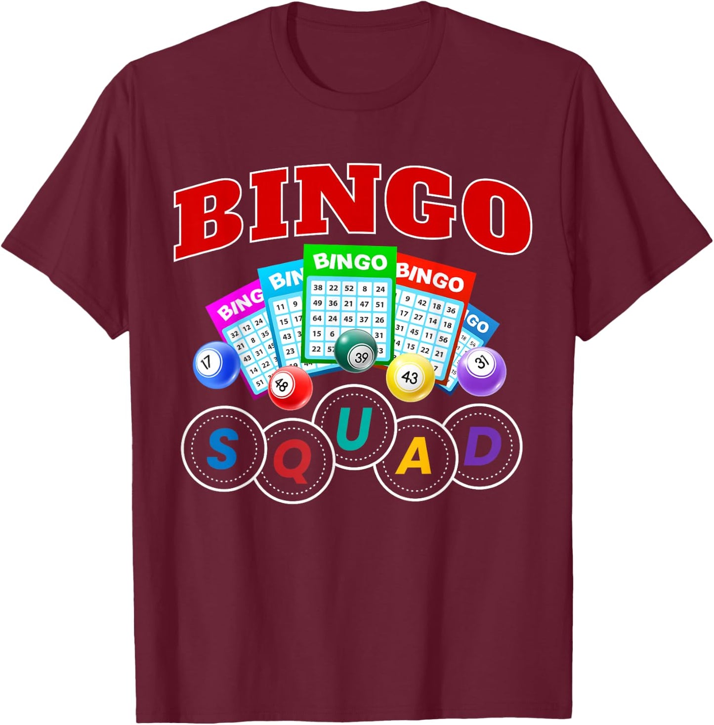 Bingo Squad Funny Game Bingo Party Birthday Family Game T-Shirt - T-Shirt | Maroon