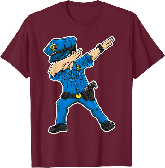 Dabbing Police Gift Funny Policeman Dab Dance T-Shirt - T-Shirt | Maroon