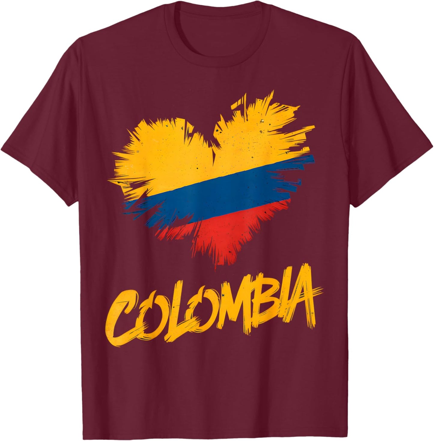 Colombia Heart Flag T-Shirt - T-Shirt | Maroon