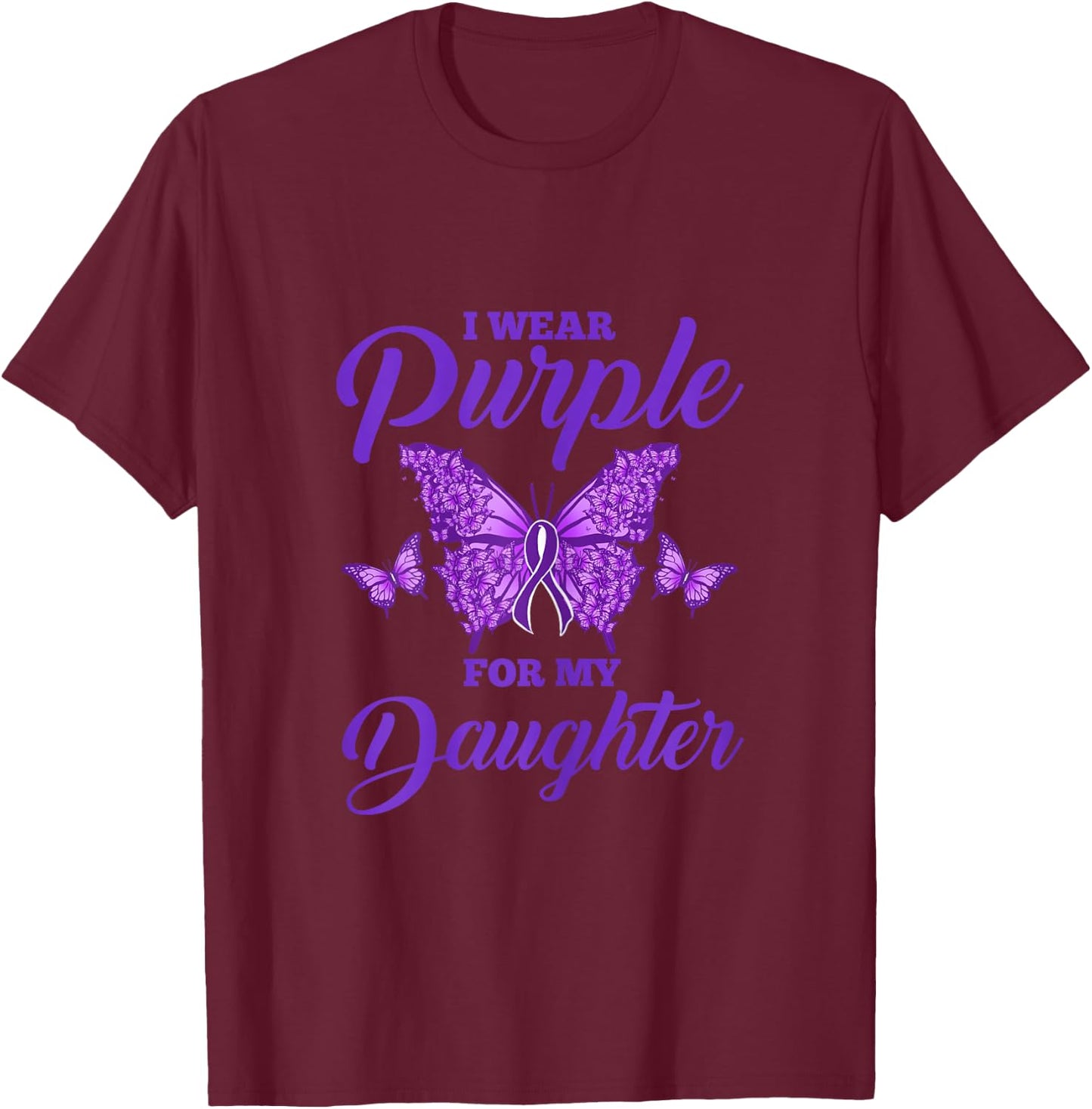 I Wear Purple For My Daughter Epilepsy Mom T-Shirt - T-Shirt | Maroon