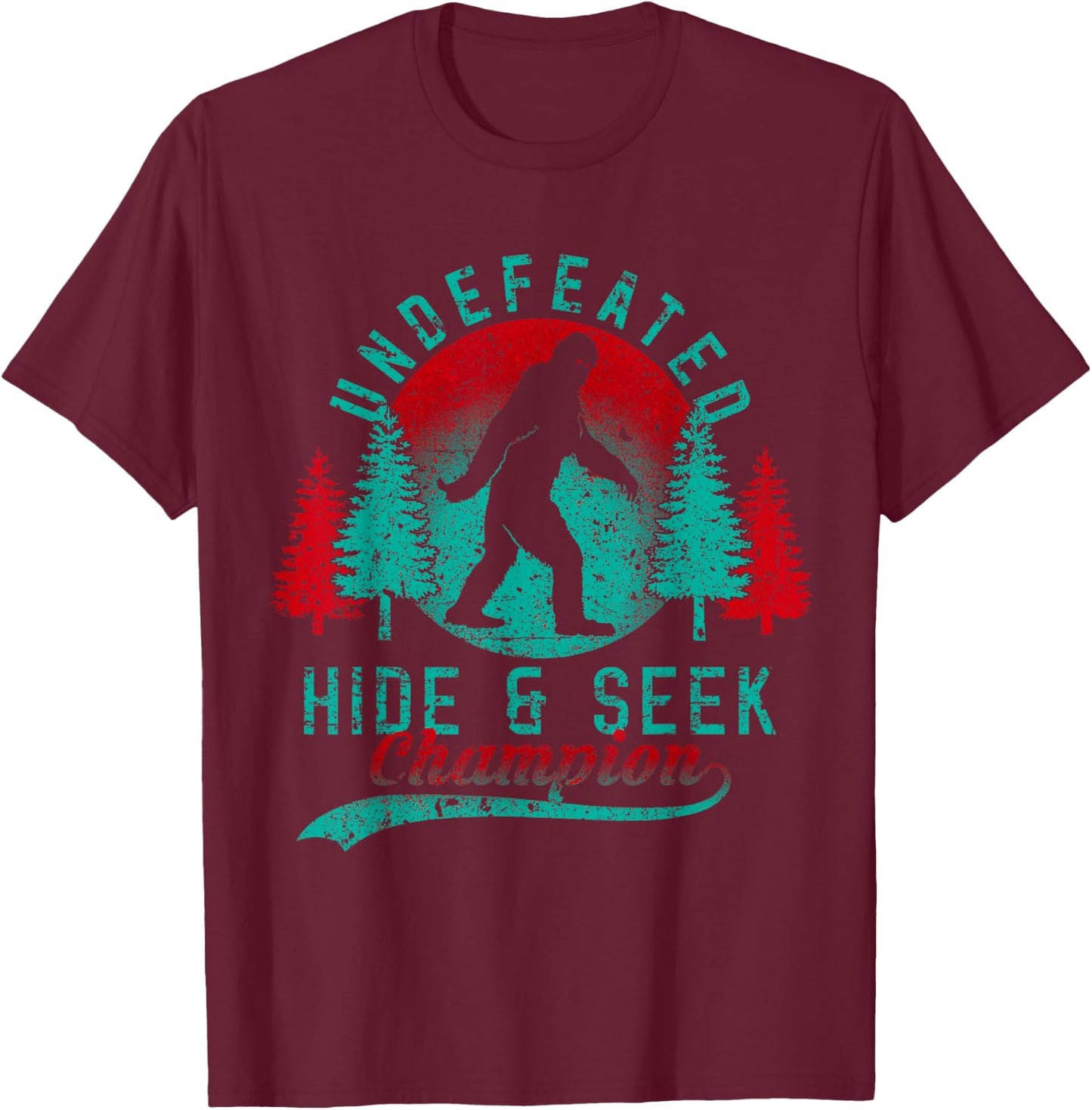 Bigfoot Limited Edition Undefeated Hide & Seek Sasquatch T-Shirt - T-Shirt | Maroon