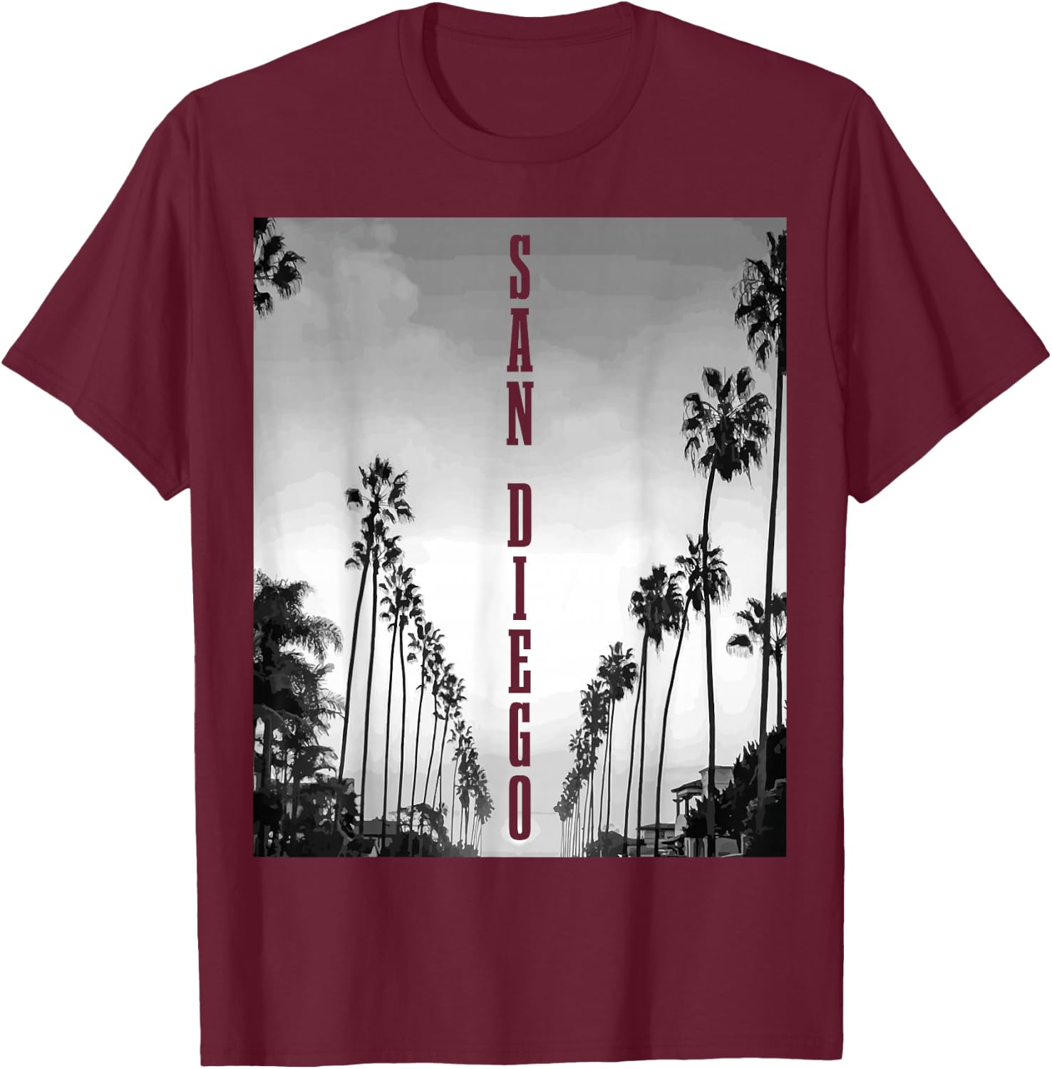 San Diego California West Coast California USA America T-Shirt - T-Shirt | Maroon
