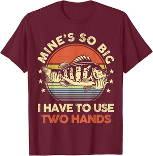 Funny Fishing-Shirt Mines Big Use Two Hands Bass Fish Dad T-Shirt - T-Shirt | Maroon