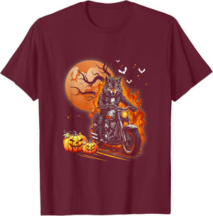 Werewolf Biker For Motorcycle Lovers Halloween Costume T-Shirt - T-Shirt | Maroon