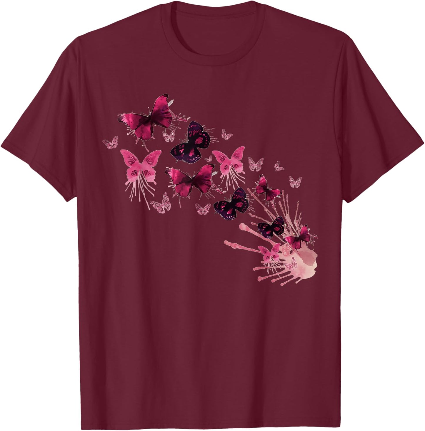 Vintage Butterflies Painted Collection for Butterfly Lovers T-Shirt - T-Shirt | Maroon