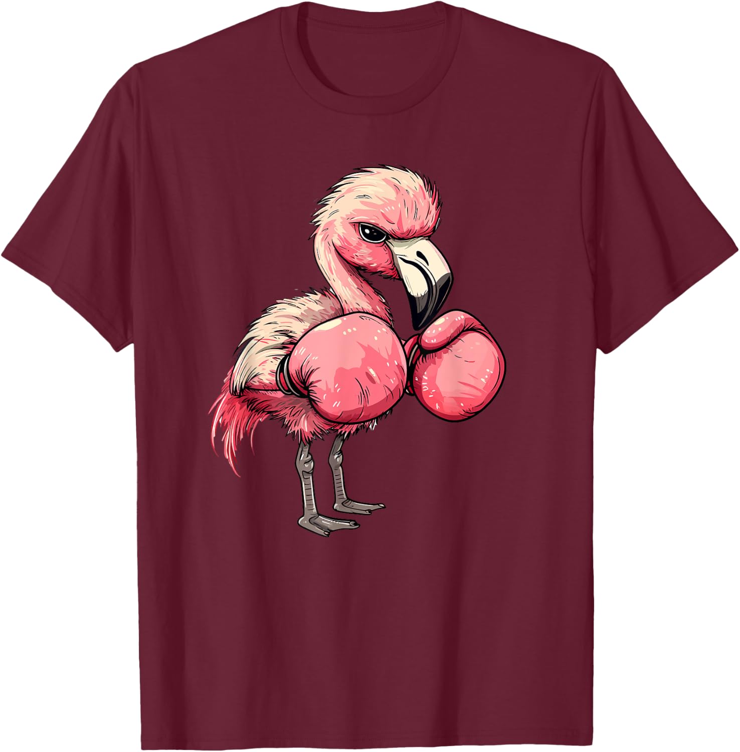 Funny Boxing Flamingo With Pink Gloves Kids Adults T-Shirt - T-Shirt | Maroon