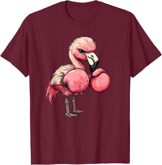 Funny Boxing Flamingo With Pink Gloves Kids Adults T-Shirt - T-Shirt | Maroon