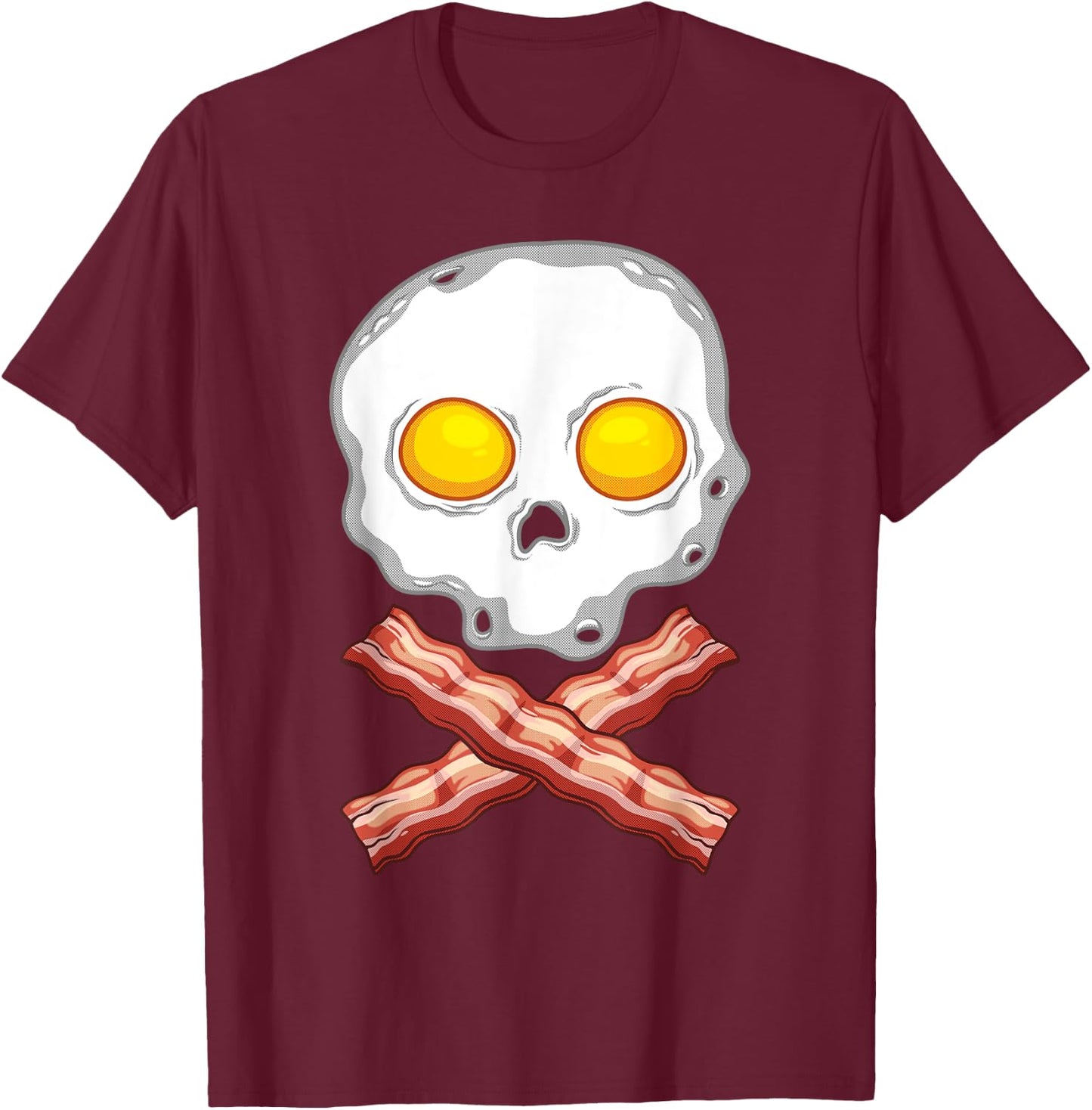 Funny Bacon & Eggs Skull Gift Men Women Kid Crossbones Lover T-Shirt - T-Shirt | Maroon