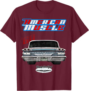 1960 Bonneville,Rockabilly,rusty car,distressed T-Shirt - T-Shirt | Maroon