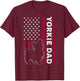 Yorkie Dog Vintage US American Flag Yorkie Dad Fathers Day T-Shirt - T-Shirt | Maroon