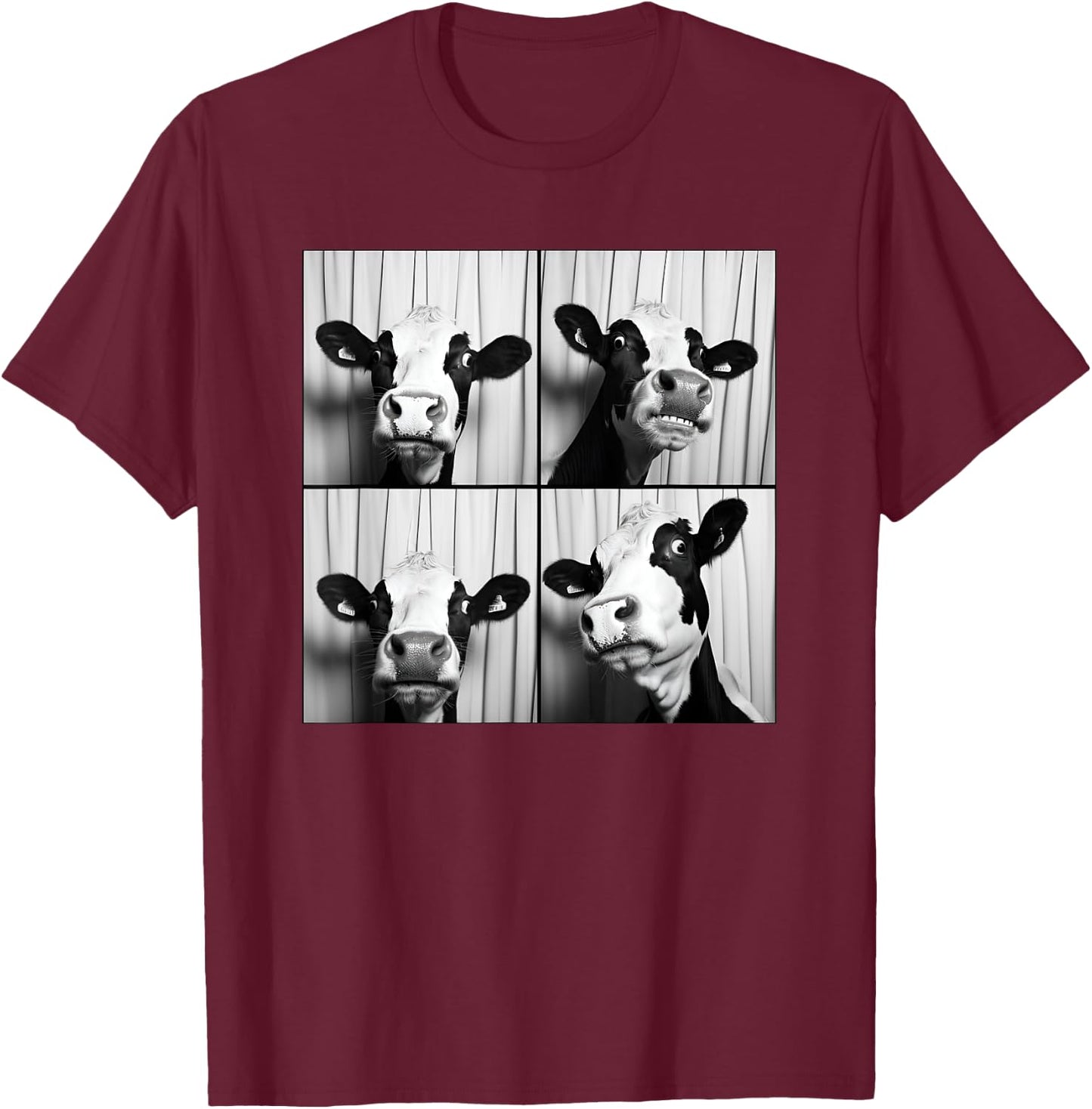 Cow Face Portrait Quirky Farmyard Farmer Funny Farm Animal T-Shirt - T-Shirt | Maroon