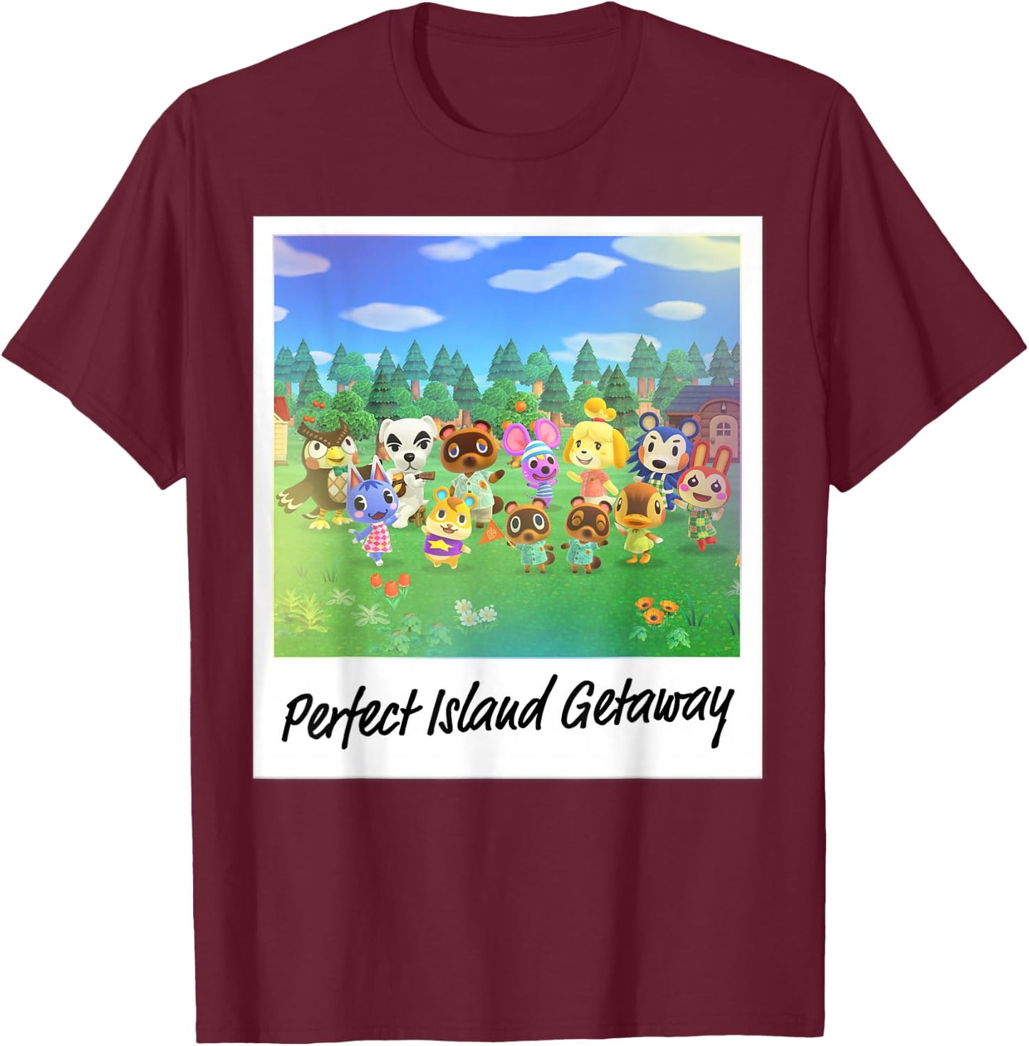 Animal Crossing: New Horizon Perfect Island Getaway Photo T-Shirt - T-Shirt | Maroon