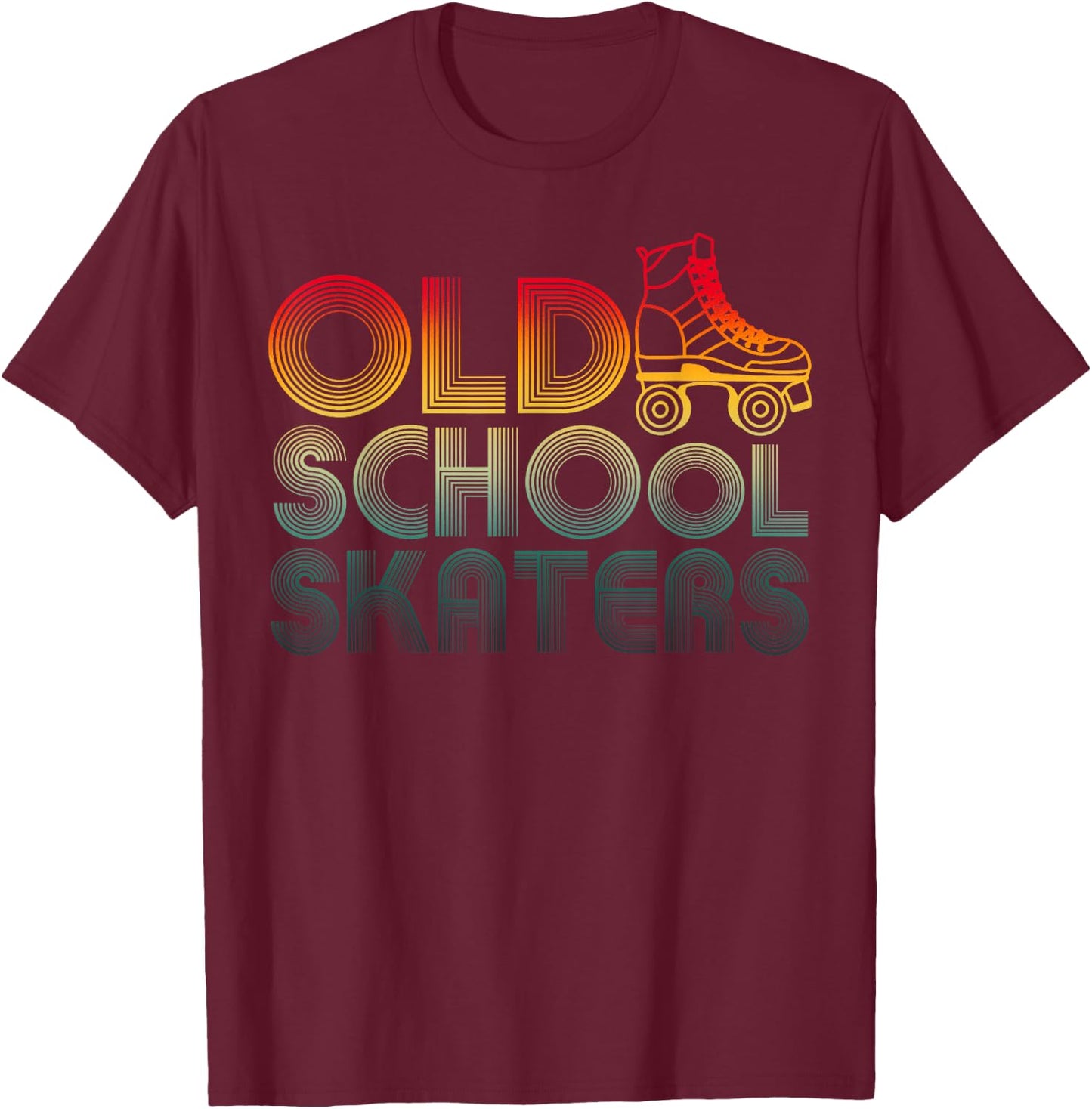 Roller Skates Old School Vintage Derby Funky 70’s Party T-Shirt - T-Shirt | Maroon