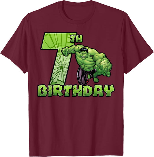Marvel Avengers Hulk Smash 7th Birthday T-Shirt - T-Shirt | Maroon